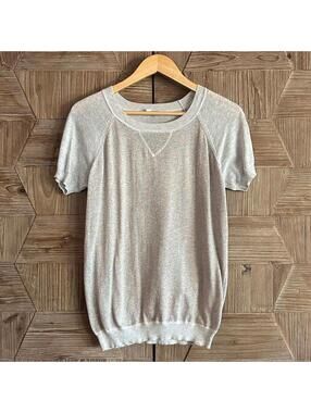 Pleione Womens Gray Knit Top Short Sleeve Size S Shimmer